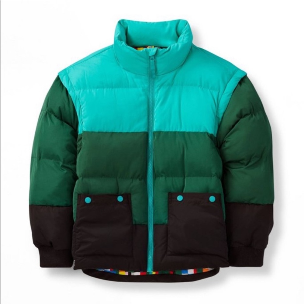 Large LEGO X Target Youth Color Block Puffer Jacket Coat New NWT Green &…
